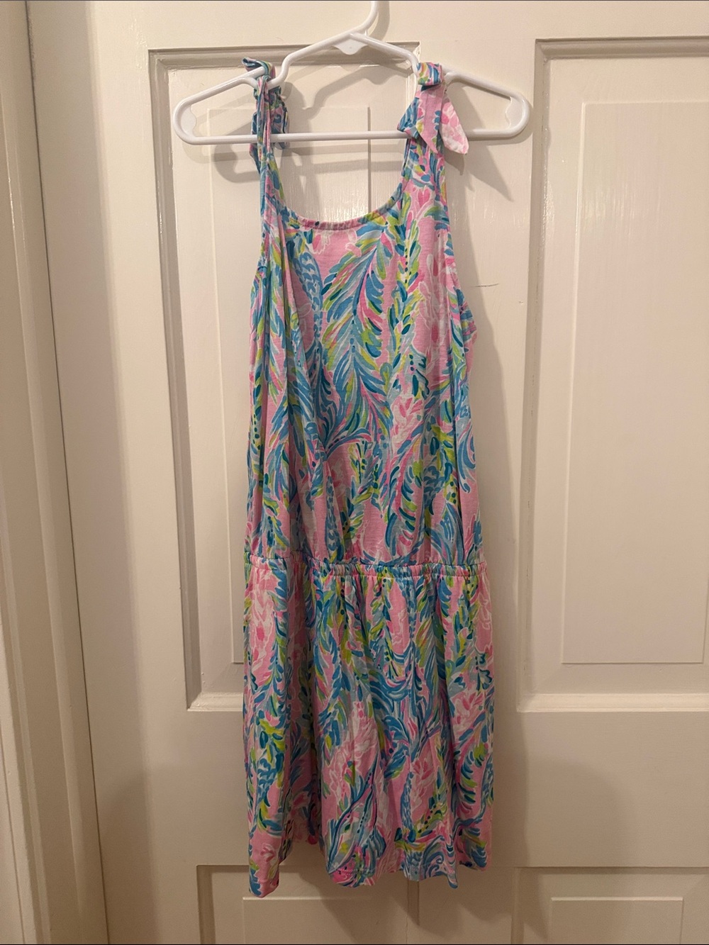 Lilly Pulitzer Pink Blue Green Floral Tie-Shoulder Sundress Romper Skort